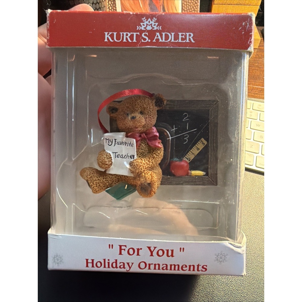 My Favorite Teacher Kurt S. Adler Retired For You Bear Holiday Ornament New 4"!